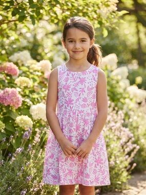 Take 50% OFF-LC Waikiki Girls' Pink Floral Print Sleeveless Dress, Size-10-11Y